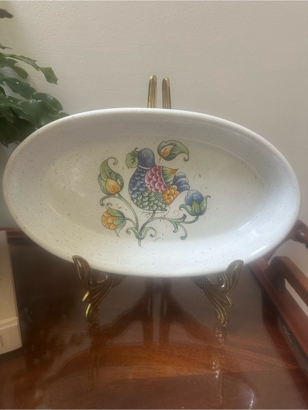 Vintage Italian Tiffany Boutique Hand-Painted Serving Bowl
